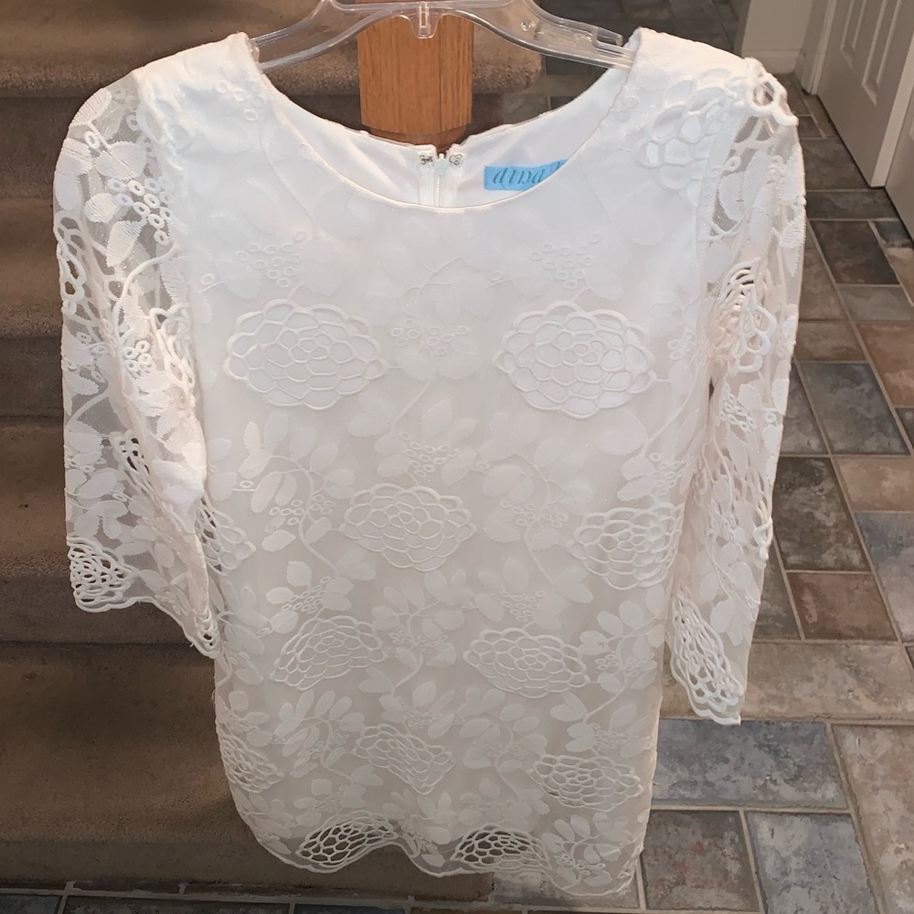 Long sleeve lace white dress